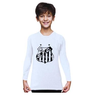 Imagem de Camiseta Infantil Santos Manga Longa Branca Unissex - Revedor