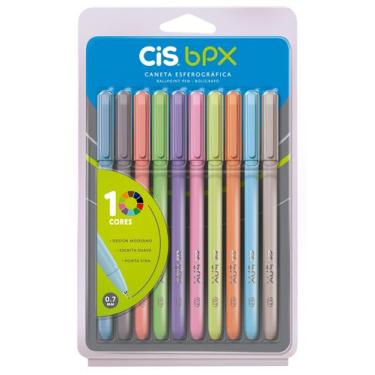 Imagem de Caneta Esferográfica CIS BPX 0,7mm Estojo 10 Cores Coloridas, 76.1123