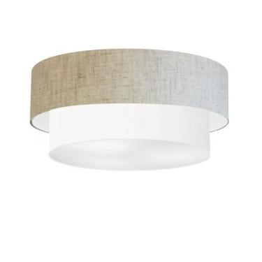 Imagem de Plafon Para Quarto Cilíndrico SQ-3064 Cúpula Cor Rústico Bege Branco -