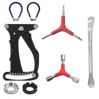 Imagem de Ferramenta de chave de medidor de tensão de raio de bicicleta, melhor ferramenta de reparo de roda de bicicleta, indicador de ajuste de tensiômetro, kits precisos com chave de raio, alavanca de pneu,