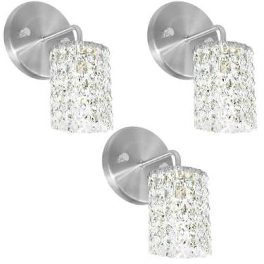 Imagem de Kit 3 Arandelas Cristal Legitimo Clearwall Redonda Escovado - MARRYLUZ