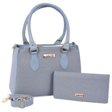 Imagem de Kit Bolsa Feminina Lateral + Carteira  - Aryel, Azul