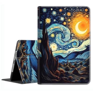 Imagem de Capa para Samsung Galaxy Tab A9 Plus 11 polegadas 2023 (SM-X210/X216/X218) - Capa de encaixe fino com hibernar/despertar automático para Galaxy Tab A9+ 11 polegadas 2023, noites estreladas