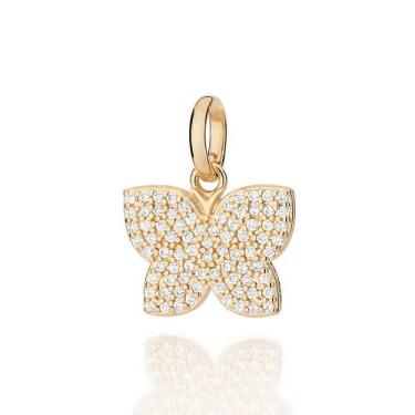 Imagem de Pingente rommanel feminino banhado ouro 18k borboleta cravejada pedra 