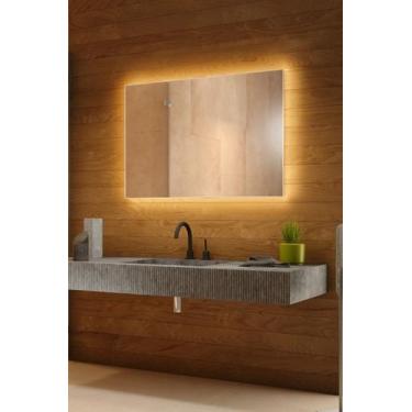 Imagem de Espelho lapidado bisotê Iluminado com LED quente - 60x100cm - Woodglas