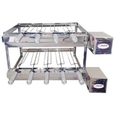 Imagem de Grill Giratório Duplo Inox BRASA: 9 Espetos, 2 Motores, Design 2 Andar