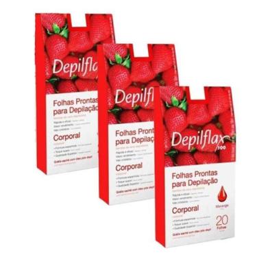 Imagem de 3 Caixas C/20 Folhas de Cera Depilatória Corporal Morango - Depilflax
