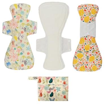 Imagem de ReUseLife Pacote com 4 almofadas menstruais de pano de 40,6 cm, absorventes higiênicos reutilizáveis, laváveis durante a noite ou pós-parto, sem cheiro