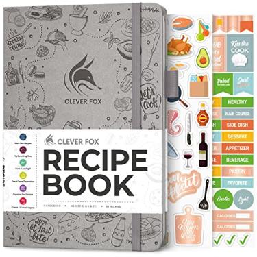 Imagem de Clever Fox Livro de receitas - Faça seu próprio livro de receitas familiar e organizador de caderno de receitas em branco, diário de culinária vazio para escrever receitas, capa dura A5, armazena 60