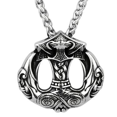 Imagem de Joddfly Colar com pingente de âncora de navio de martelo Thor, Corvo Viking, aço inoxidável, 61 cm, Standard size, Aço inoxidável, Sem Pedra Preciosa