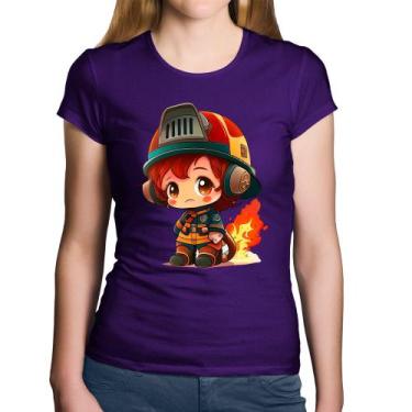 Imagem de Baby Look Algodão Bombeiro Mirim - Foca na Moda, Roxo, GGG