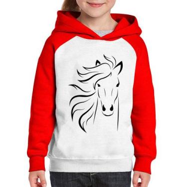 Imagem de Moletom Infantil Cavalo Traços - Foca na Moda, Branco, Vermelho, 2