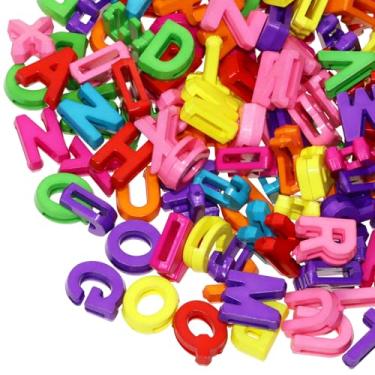 Imagem de Tupalizy 9 x 12 mm Contas de letra do alfabeto colorido A-Z pingente deslizante para pulseiras, joias, colares, chaveiros, óculos de sol, cadarços de sapatos, pulseiras artesanais, letras e cores