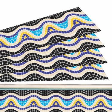 Imagem de Kit 09 Adesivos Piscina Borda Mosaico Ondulado Escuro 100x20 Cm - Resi