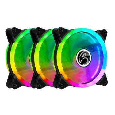 Imagem de Kit cooler com 3 para gabinete 12x12 cm com controle brazilpc bpc-kdl-