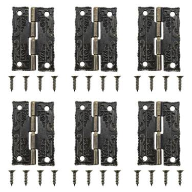 Imagem de XZW 6 peças dobradiças antigas bronze dobradiças em miniatura pequenas dobradiças para projetos de artesanato para decoração de estilo retrô caixas de presente caixas de presente armários caixas de