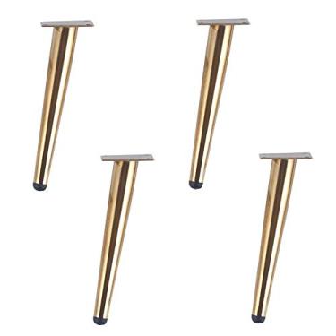 Imagem de XWZFFAI Pernas de sofá cromadas de metal sólido, pernas de armário de TV cônicas DIY, pés de móveis polidos, guarda-roupa substituível, armário de banheiro, cama, pernas de aparador, 25 cm, preto