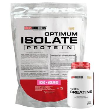 Imagem de Kit Optimum Isolate 900g + Creatina 100% 300g - Bodybuilders (Médio, Morango)