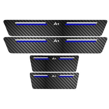 Imagem de Kit Soleira Protetora Porta Premium Blue Fibra Carbono - A1 - Jhow Ade