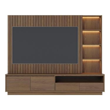 Imagem de Estante Home Theater Cancún Ripado Amêndoa Para Tv Até 82 - Colibri Amêndoa
