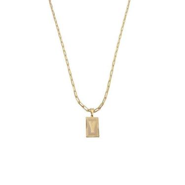 Imagem de Cordão 60Cm Masculino Feminino Pingente Letra Y Banhado Ouro - Anaisa 