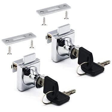 Imagem de Fechadura de vidro para armário de joias de liga de zinco, fechadura de vidro oval, fechadura de vidro sem furadeira, para espessura de vidro de 5 a 8 mm (prata, 407-2 peças)