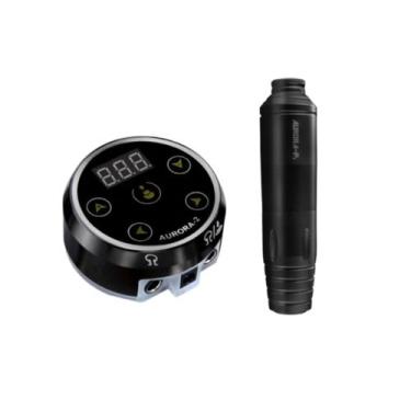 Imagem de Kit Máquina Dermografo Pen Rotativa Para Tattoo Aurora P2 + Fonte Auro