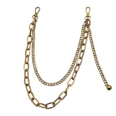 Imagem de DIKJAK Corrente retrô para calças de metal de camada dupla – acessório de corrente de cintura hip hop estilo punk durável para uso diário/festas, decoração moderna e fácil de usar para homens e