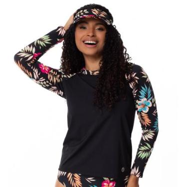 Imagem de Kit Blusa Feminina Uv Manga Longa + Viseira Proteção Solar Praia Pisci