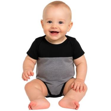 Imagem de Body de Bebê Manga Curta Básico Preto Cinza - Calupa, GG