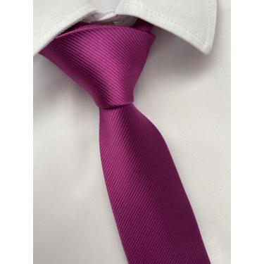 Imagem de Gravata Semi Slim Rosa Fúscia Para Padrinhos de Casamento Noivos - DF 