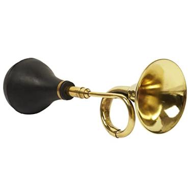 Imagem de IBA Indianbeautifulart Chifre de metal vintage bule de latão retrô buzina de ar de metal com lâmpada de aperto para carro velho - táxi - carrinho de golfe