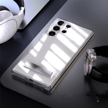 Imagem de Para Samsung Galaxy S25 S24 S23 S22 Ultra Clear Bracket Capa protetora Proteção horizontal Transparente Capa macia, Prateada, Para S25Plus