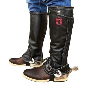 Imagem de kit Perneira Vaqueta Mangalarga Com Espora QM e Correias Luxo (preto, M)