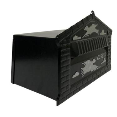 Imagem de Caixa de Correio Preta Pombinhos de Muro Pequena 12x25x12cm - Metalúrg