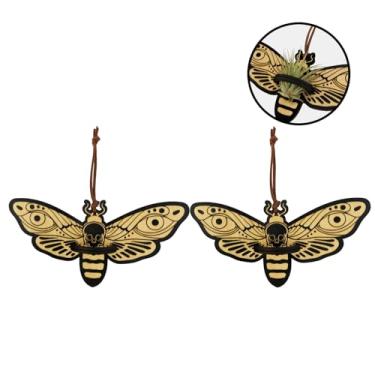 Imagem de Laisgee Suportes de plantas aéreas de mariposa Death Head, decoração gótica de parede, plantador interno de traça crânio, suporte de samambaia de ar de madeira bruxa para colecionador de insetos