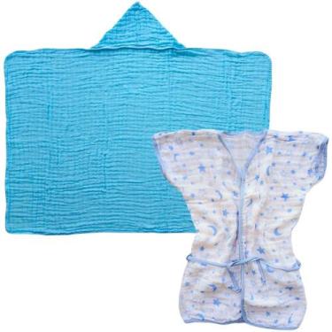 Imagem de Kit Toalha Banho Soft Capuz + Roupão infantil grande ate 4 anos piscin