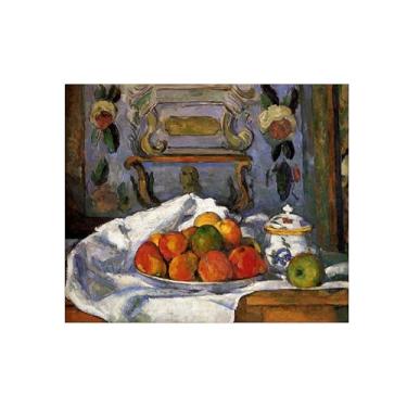 Imagem de Natureza Morta Quadro Parede em Tela-Famosas Pinturas para Sala de Jantar-Prato de maçãs-Decoração Cozinha Vintage 20x25cm Sem Moldura