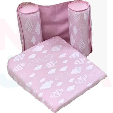 Imagem de Travesseiro Anti-refluxo De Carrinho+rolinho Segura Bebe Rosa - naraba