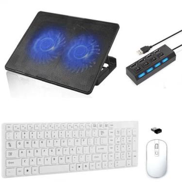 Imagem de Teclado, Mouse, Suporte Cooler 2x Hub Notebook MSI - Branco - BD Net
