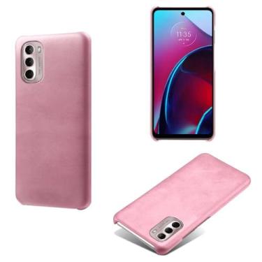Imagem de Capa para MOTO G Stylus 2022,Proteção contra quedas,Casca de volta de cor sólida simples,Design de couro de imitação de plástico-Pink