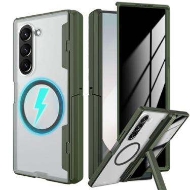 Imagem de YQODSZ Capa para Samsung Galaxy Z Fold 6 com protetor de tela de privacidade, [compatível com Magsafe] Capa magnética Fold6 com suporte protetor de tela proteção de dobradiça capa antiespião para Z