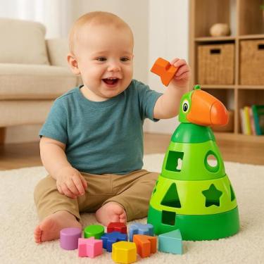 Imagem de Brinquedos para Bebês de 6 meses a 1 ano Tucano Didático Encaixar e Em
