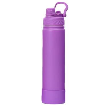 Imagem de Garrafa Térmica de Água 800ml com Alça Garrafinha 2 em 1 com Canudo e Saída Livre em Inox e Sistema Térmico a Vácuo (Roxo)