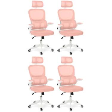 Imagem de Kit 4 Cadeiras de Escritório Executiva Viena com Regulagem de Altura - Rosa