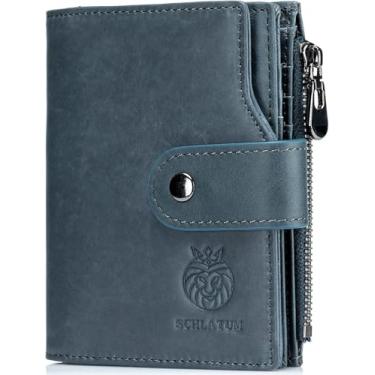 Imagem de Carteiras Masculinas De Bloqueio Rfid Carteira De Couro Genuíno Bifold Carteira De Negócios Carteira Antifurto De Grande Capacidade Bolsa De Cartão Múltiplo Slim Minimalista Bo, Blue