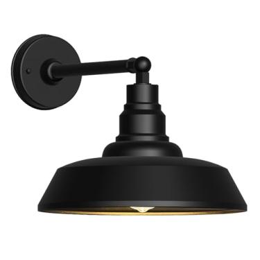 Imagem de Franing Luz externa de celeiro pescoço de ganso de 30,5 cm, luminária de parede preta para celeiro de fazenda, luminária externa à prova d'água para garagem, varanda, pátio ou galpão