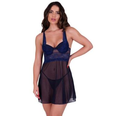 Imagem de Camisola com Bojo Tule Transparente e Calcinha Elisa - NAKA MODAS, M, 