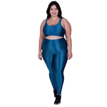Imagem de Conjunto Fitness Plus Size Cós Alto Top de Academia e Calça Cintura Al