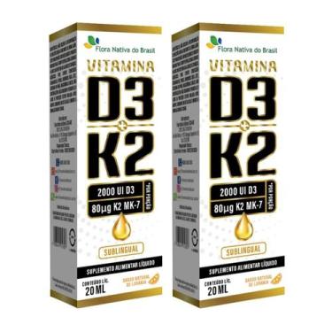 Imagem de Kit 2x Vitamina D3 + K2 Gotas Sublingual Laranja 20ml Flora Nativa do 